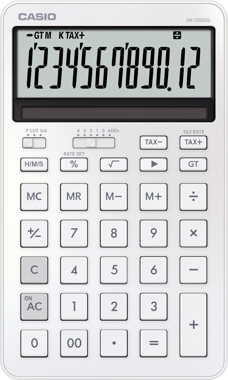 Casio Desktop Calculator Digit Display White Battery Jw-200Dq-We