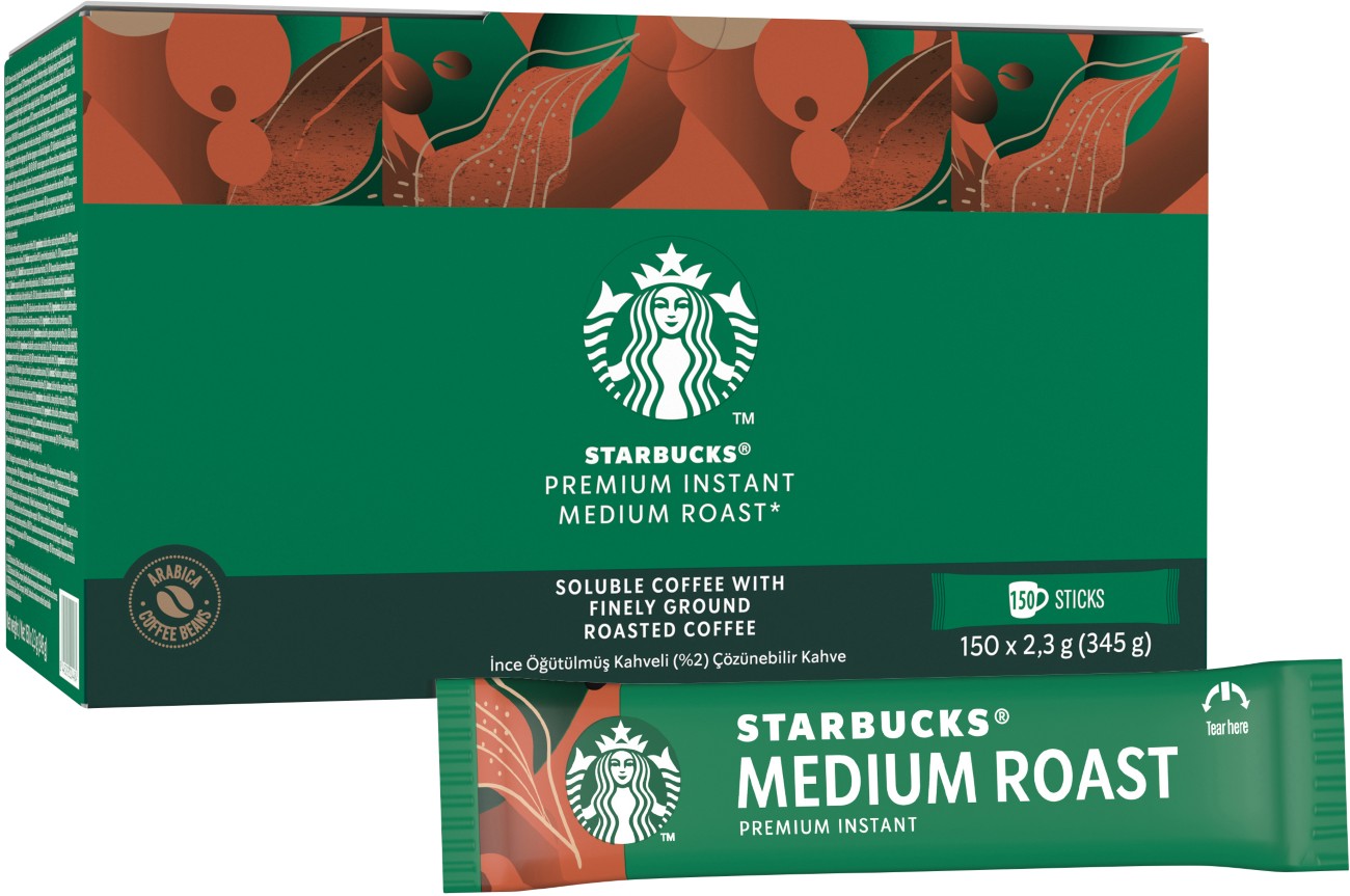 Starbucks Kaffeesticks Sachets Instant 100% Arabica-Kaffee Mittlere Röstung 150 Stück 1286869