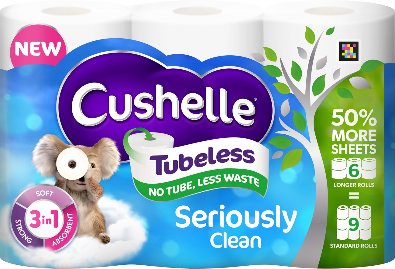 Cushelle Seriously Clean Tubeless Toilet Roll 6 Counts - Pack of 3 - Image 2