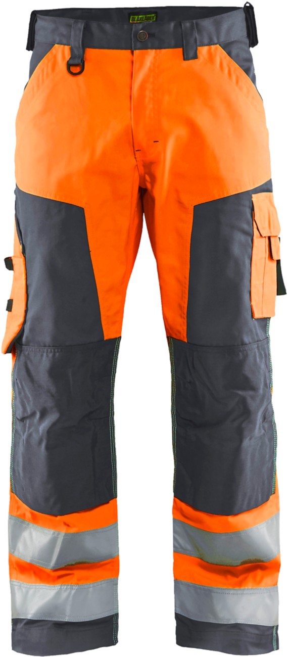 Image of BLÅKLÄDER Trousers 15661811 Cotton, PL (Polyester) Orange, Mid Grey Size 36S