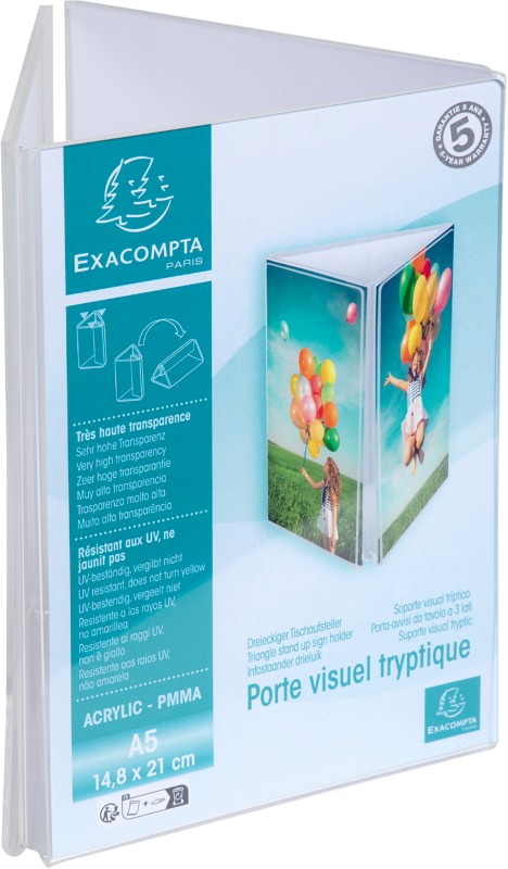 Exacompta Office Tischaufsteller DIN A5 T-Form 15 (B) x 14,5 (T) x 21,2 (H) cm Transparent 10 Stück