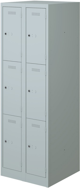 Bisley Primary Stahl Garderobenschrank 3 Türen 2 abteile Schlüssel 600 x 500 x 1.800 mm Hellgrau