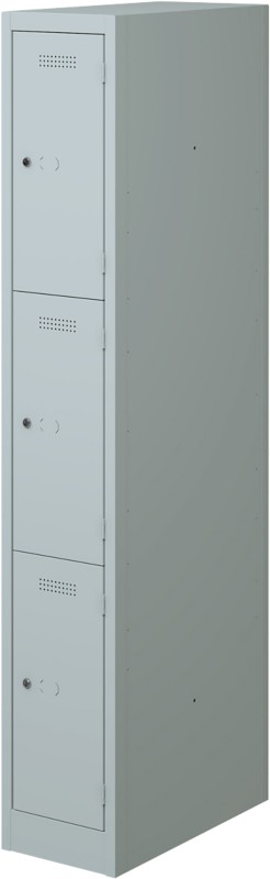 Bisley Primary Stahl Garderobenschrank 3 Türen 1 abteile Schlüssel 300 x 500 x 1.800 mm Hellgrau