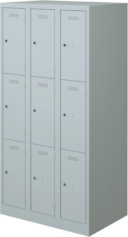 Bisley Primary Stahl Garderobenschrank 3 Türen 3 abteile Schlüssel 900 x 500 x 1.800 mm Hellgrau