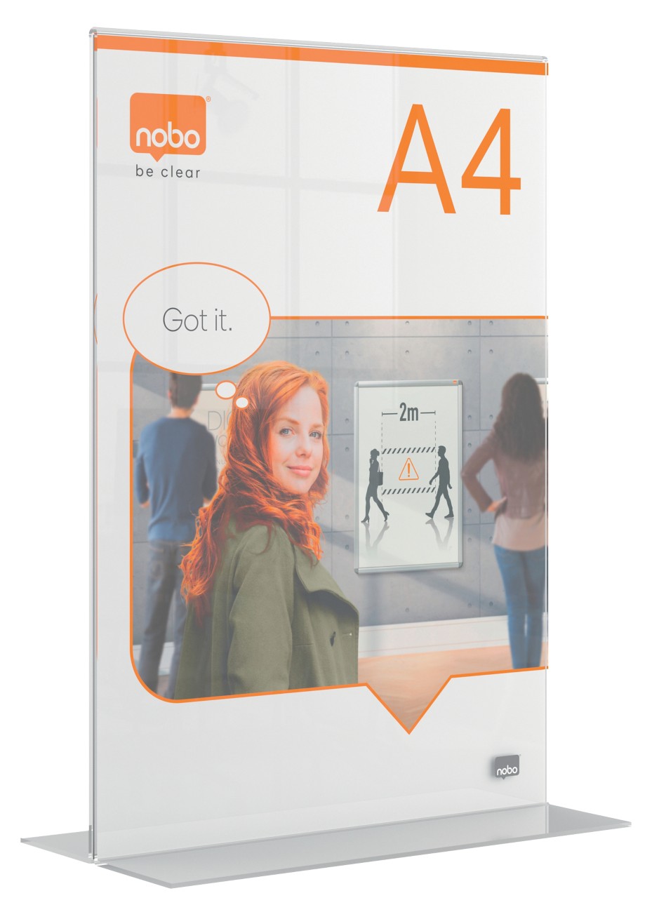 Nobo Premium Plus Tischaufsteller DIN A4 T-Form 21,5 (B) x 9 (T) x 32 (H) cm Transparent 1287783