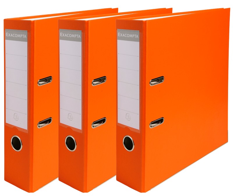Exacompta Breit Ordner DIN A4 75 mm Orange 2 Ringe 918414SE Pappkarton, PP (Polypropylen) 12 Stück
