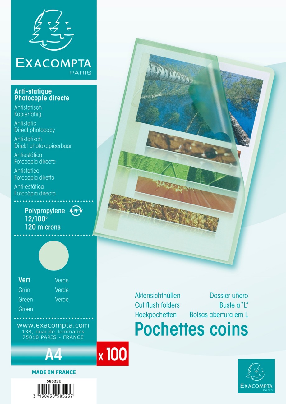 Exacompta Cut Flush Folder A4 Green Pp (Polypropylene) 12/100 Pack Of 1000