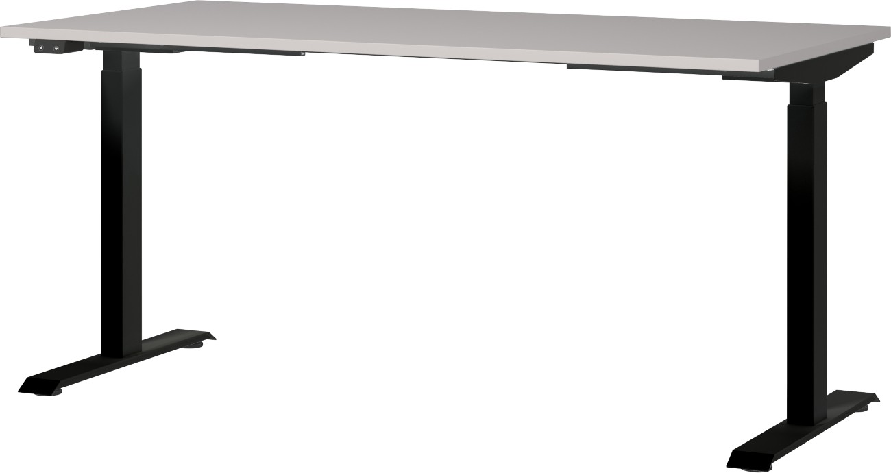 GERMANIA GW-Mailand Höhenverstellbar Sitz-Stehschreibtisch T-Fuß 1.600 (B) x 800 (T) x 1.200 (H) mm Metall, Spanplatte