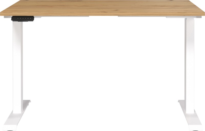 Thumbnail - GERMANIA GW-Mailand Höhenverstellbar Sitz-Stehschreibtisch Eiche T-Fuß 1.200 (B) x 800 (T) x 1.200 (H) mm Metall, Spanpl...