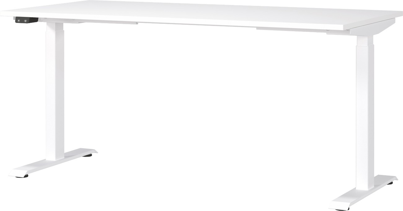 GERMANIA GW-Mailand Höhenverstellbar Sitz-Stehschreibtisch T-Fuß 1.600 (B) x 800 (T) x 1.200 (H) mm Metall, Spanplatte 1287936