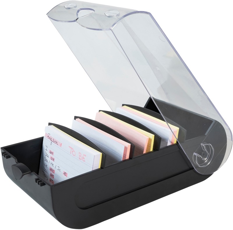 Exacompta Office Index Cards Box A7 Plastic 900 Cards Black Pack Of 8