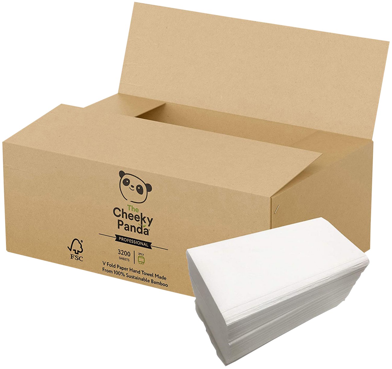 The Cheeky Panda V Fold Flushable Falthandtücher 2 lagig 20 Stück á 160 Blatt