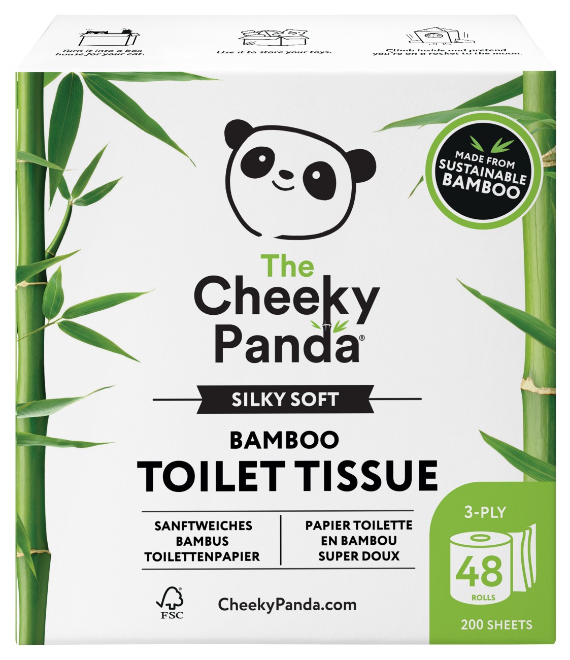 The Cheeky Panda Toilet Roll 3 Ply Pftoilt48 48 Rolls Of 200 Sheets