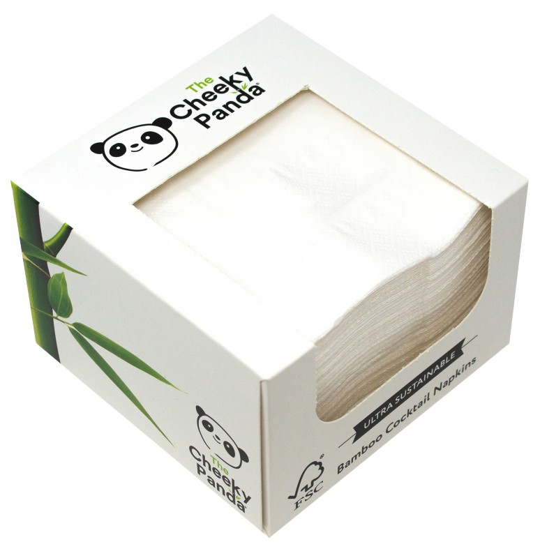 The Cheeky Panda Cocktail Servietten 3 lagig Bambus Weiß 25 x 25 cm 100 Stück