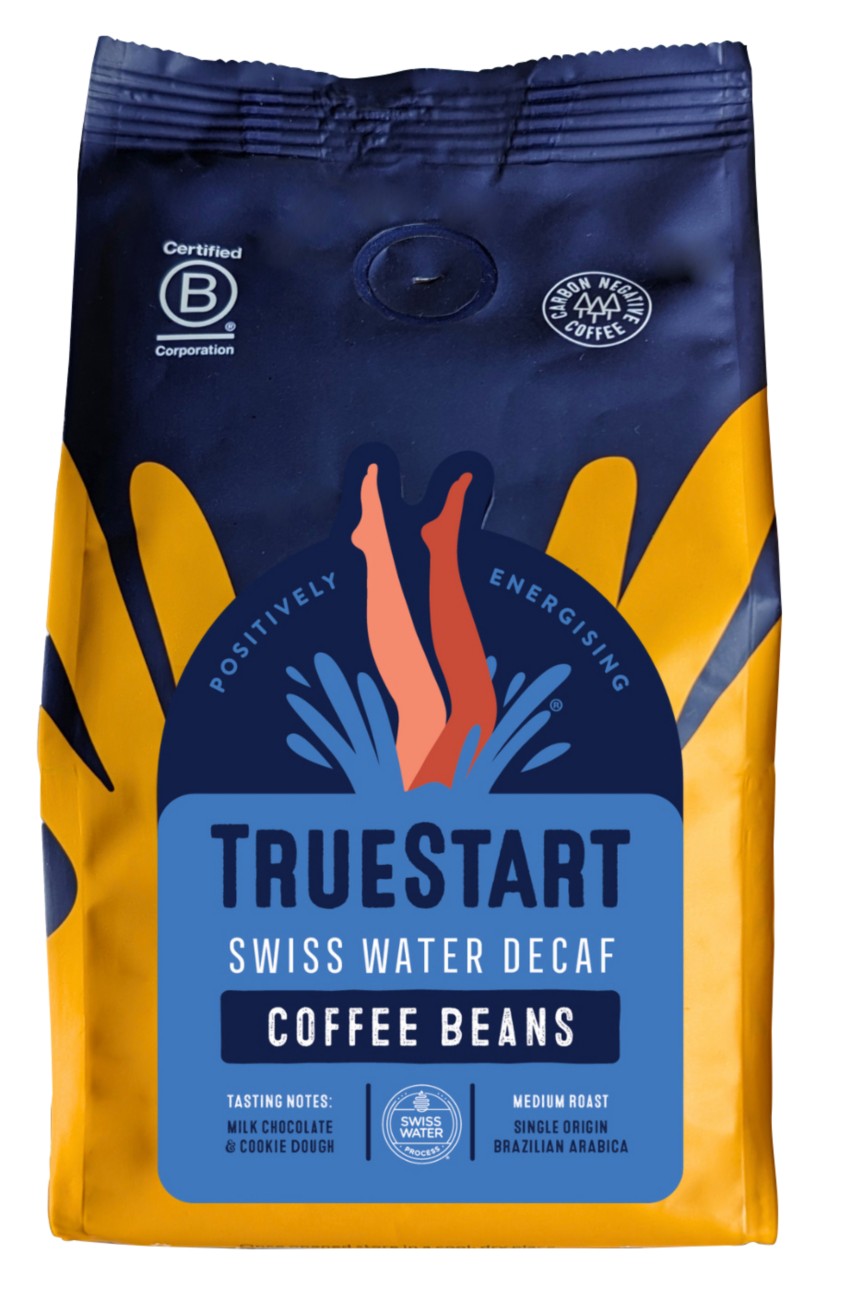Truestart Swiss Water Decaffeinated Coffee Beans Medium Arabica 200 G