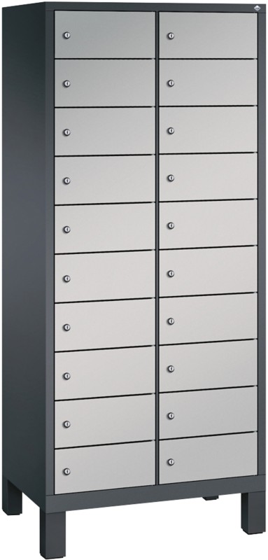 C+P S 3000 Evolo Metall Schließfach 20 Türen Zylinderschloss 810 x 500 x 1.850 mm Schwarz 48010-2210 S10034