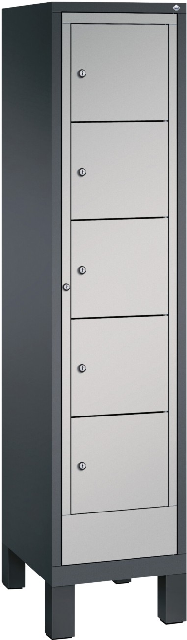 C+P S 3000 Evolo Metall Schließfach 6 Türen Zylinderschloss 420 x 500 x 1.850 mm Schwarz 48060-105 S10070