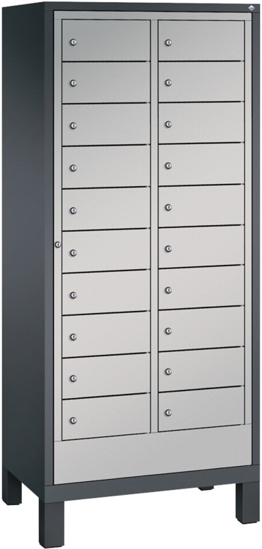 C+P S 3000 Evolo Metall Schließfach 21 Türen Zylinderschloss 810 x 500 x 1.850 mm Schwarz 48060-210 S10073
