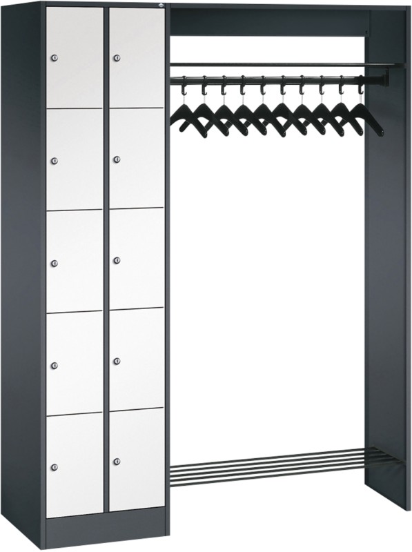 C+P Serie 8070 Metall Schließfach 10 Türen Zylinderschloss 1.410 x 480 x 1.950 mm Schwarz