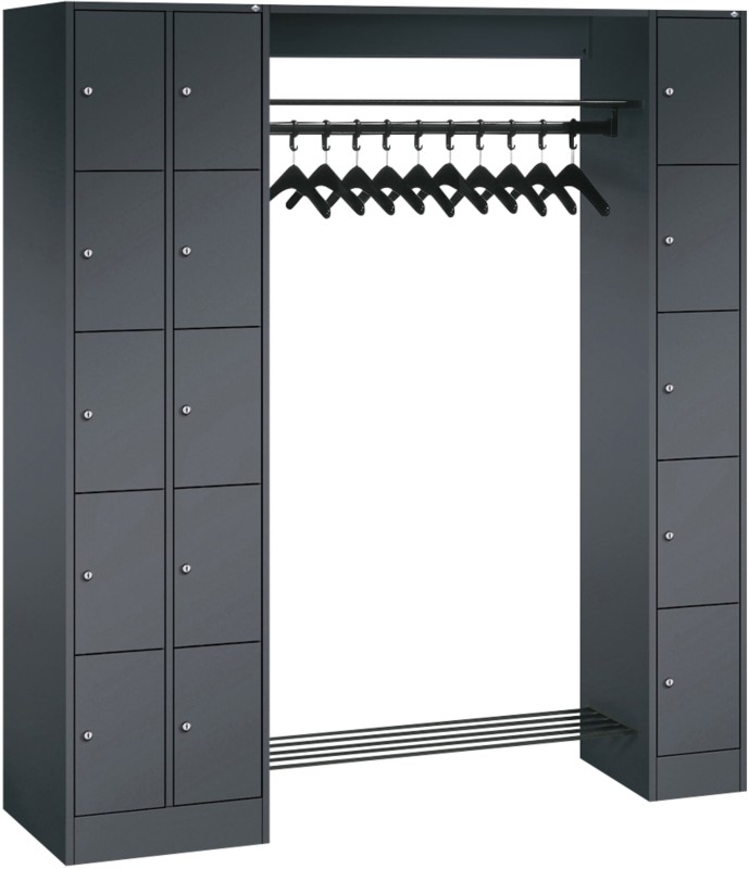 C+P Serie 8070 Metall Schließfach 15 Türen Zylinderschloss 2.100 x 480 x 1.950 mm Schwarz