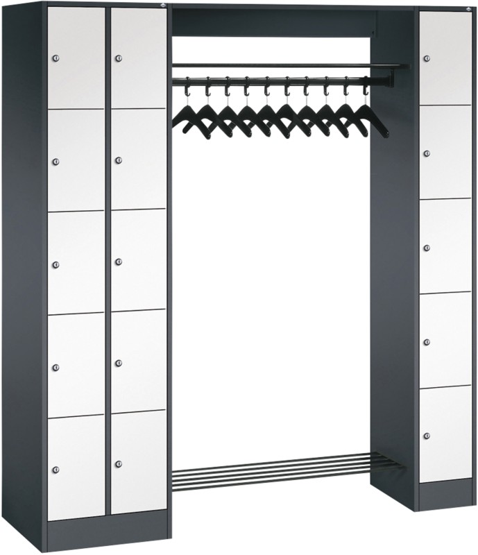 C+P Serie 8070 Metall Schließfach 15 Türen Zylinderschloss 2.100 x 480 x 1.950 mm Schwarz