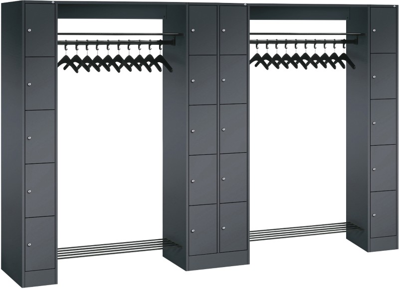 C+P Serie 8070 Evolo Metall Schließfach 20 Türen Zylinderschloss 2.840 x 480 x 1.950 mm Schwarz 80730-20 S10016