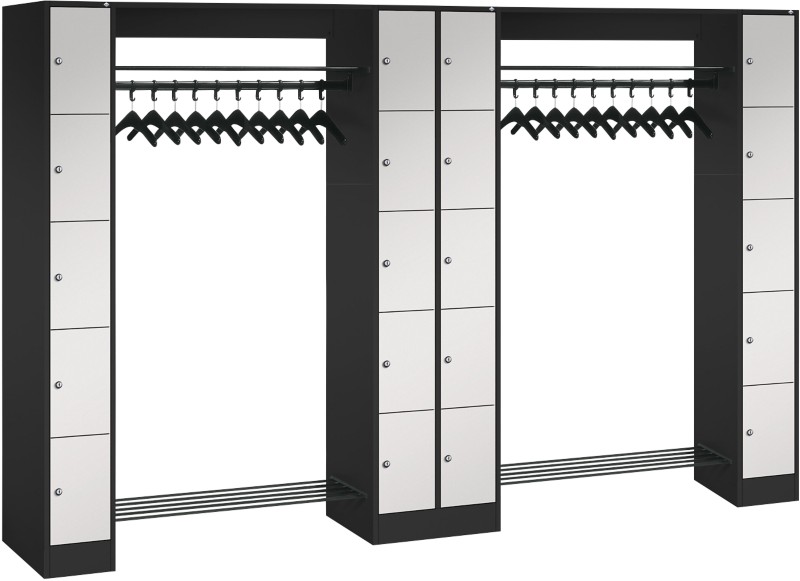 C+P Serie 8070 Evolo Metall Schließfach 20 Türen Zylinderschloss 2.840 x 480 x 1.950 mm Schwarz 80730-20 S10034