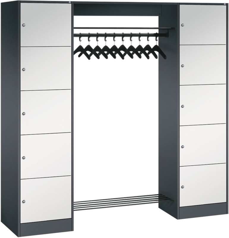 C+P Serie 8070 Metall Schließfach 10 Türen Zylinderschloss 1.870 x 480 x 1.950 mm Schwarz