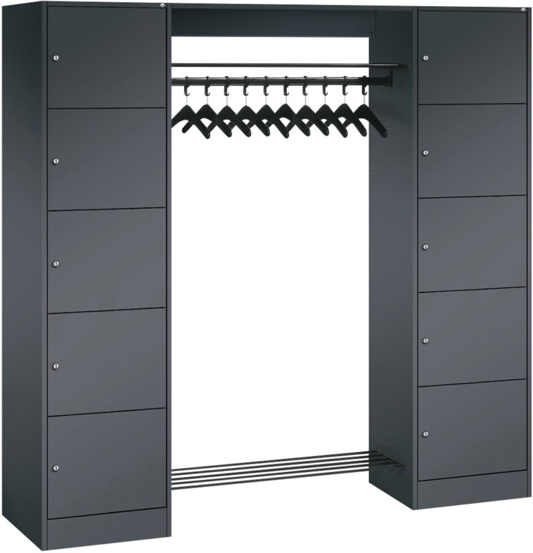 C+P Serie 8070 Metall Schließfach 10 Türen Zylinderschloss 1.870 x 480 x 1.950 mm Schwarz