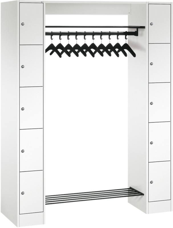 C+P Serie 8070 Metall Schließfach 10 Türen Zylinderschloss 1.430 x 480 x 1.950 mm Weiß