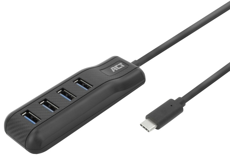 ACT USB-C-Hub USB-C-Stecker auf USB-A-Buchse 0,5 m Schwarz