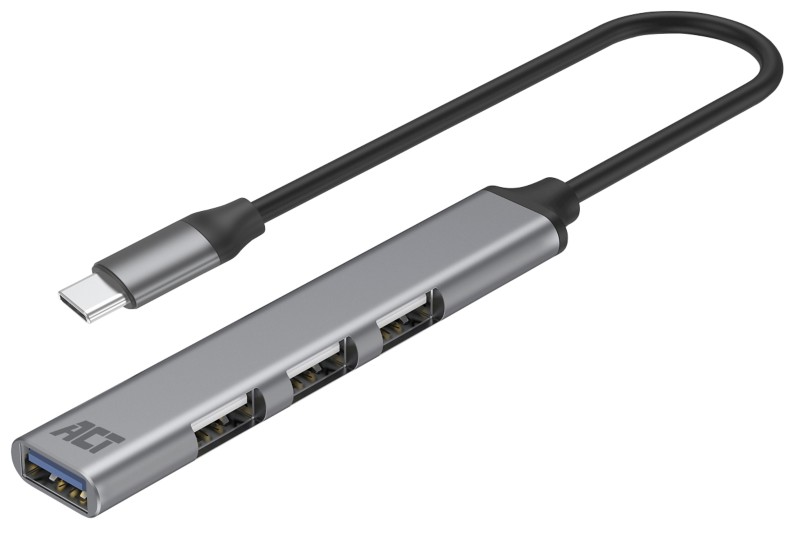 ACT USB-C-Hub USB-C-Stecker auf USB-A-Buchse 0,18 m Grau