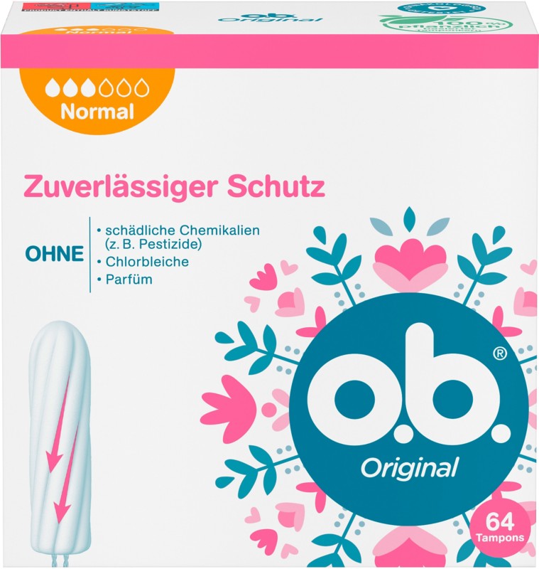 o.b. Tampons ohne Applikator Original Normal 64 Stück