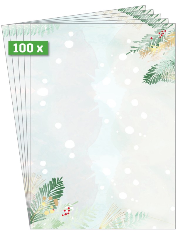 Sigel Weihnachtsbriefpapier Christmas Forest Watercolor 90 g/m² DIN A4 100 Stück