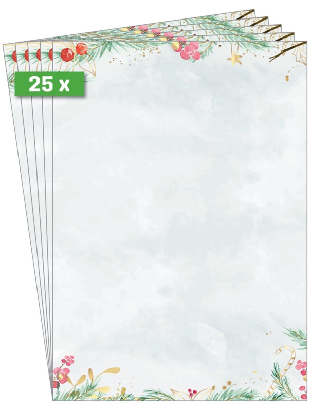 Sigel Weihnachtsbriefpapier Christmas Magic Watercolor Papier 90 g/m² DIN A4 25 Stück