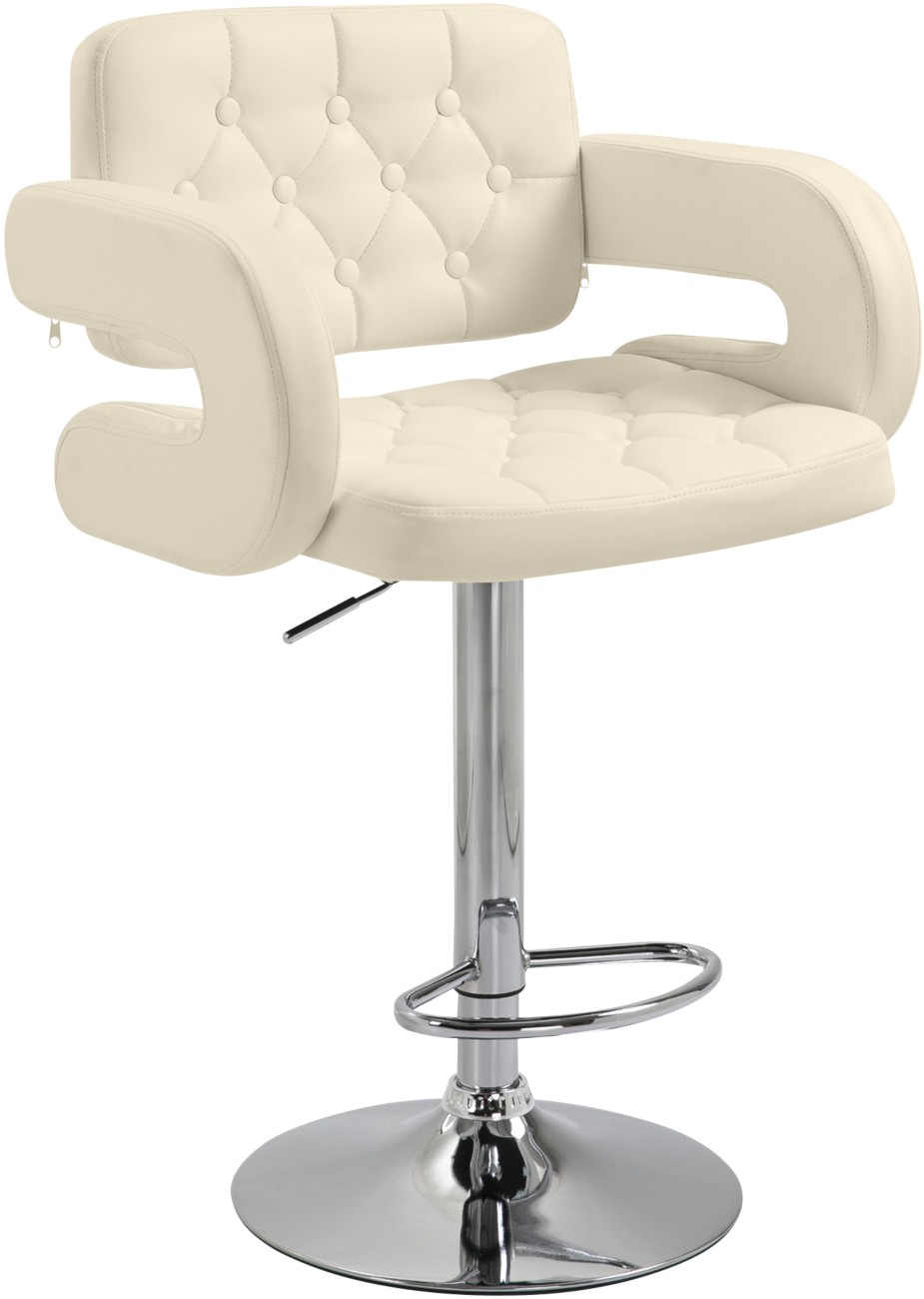 Bobobiy Beige Pu Leather Upholstered Swivel Bar Stool, Height Adjustable With Back, Armrest, Footrest, - Image 6