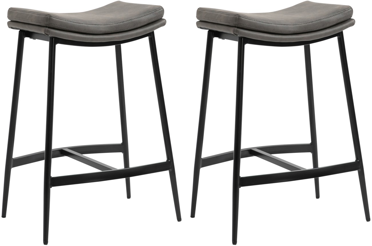 HOMCOM Breakfast Bar Stools Set of 2 Microfibre Upholstered Barstools Grey | Industrial Bar Chairs, Curved Seat, Steel Frame, Dining Room, Kitchen - Image 8