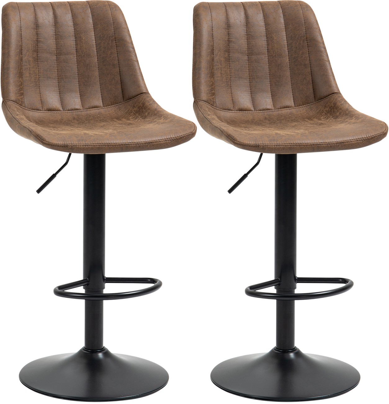 Homcom Unisex Brown Of 2 Leathaire Tub Bar Stools W/ Metal Frame Footrest Home Seat In - Image 8