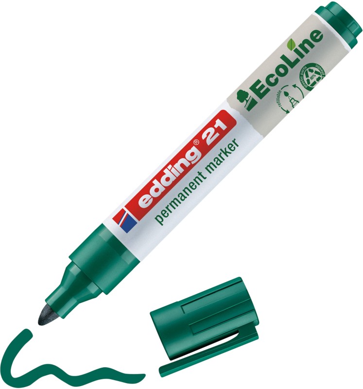 edding ecoline E-21 Permanentmarker Rundspitze - 3 mm Grün Nachfüllbar