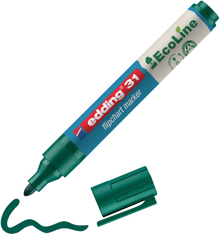 edding ecoline E-31 Flipchart-Marker Rundspitze 3 mm Grün Nachfüllbar