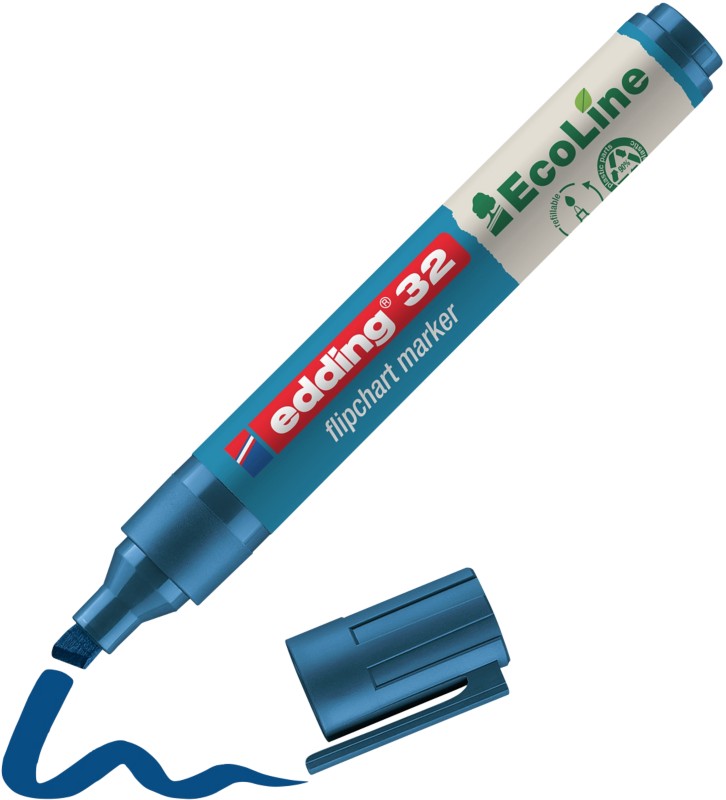 Thumbnail - edding ecoline E-32 Flipchart-Marker Keilspitze - 5 mm Blau Nachfüllbar