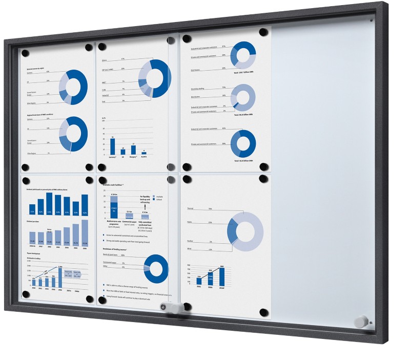SHOWDOWN Vitrine Magnetisch 8 x DIN A4 Wandmontage Abschließbar Indoor 90,6 (B) x 64,1 (H) cm Anthrazit