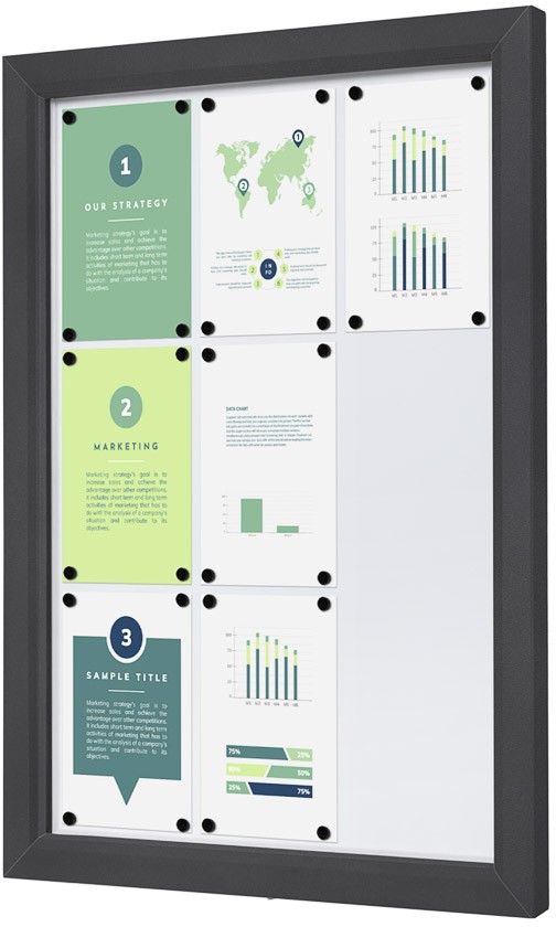 Thumbnail - SHOWDOWN Vitrine Magnetisch 9 x A4 Wandmontage Abschließbar Outdoor 75 (B) x 101,2 (H) cm Anthrazit