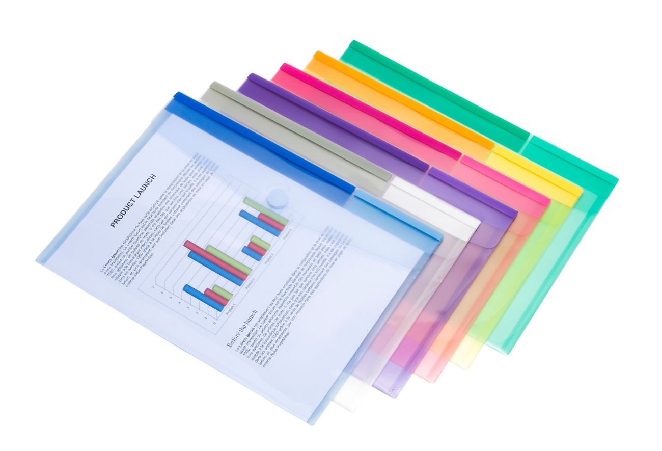 Djois Color Collection Aufbewahrungstaschen DIN A4 Klettverschluss PP (Polypropylen) Querformat 2 (B) x 26 (T) x 31,5 (H...