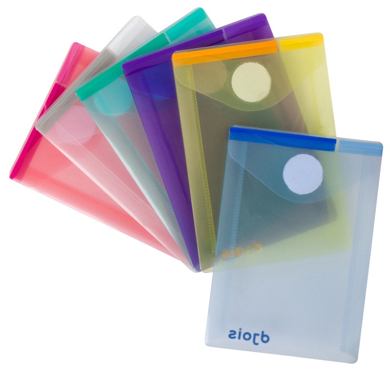 Djois Color Collection Aufbewahrungstaschen DIN A7 Klettverschluss PP (Polypropylen) Hochformat 1,33 (B) x 9 (T) x 17 (H...