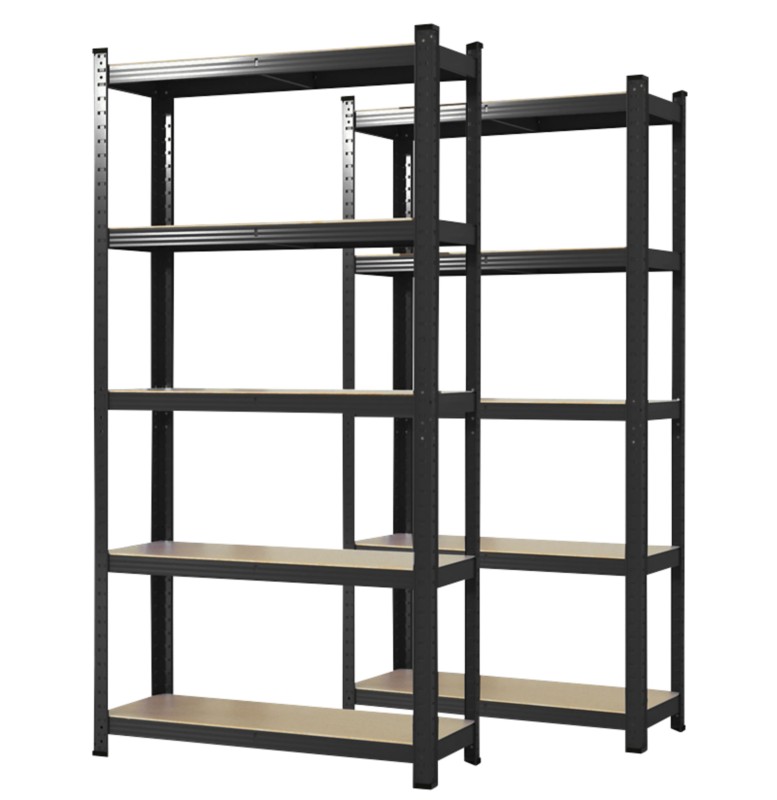 Thumbnail - Karat Regal MDF (Mitteldichte Faserplatte), Stahlblech 750 x 300 x 1.500 mm Schwarz 2er-Pack