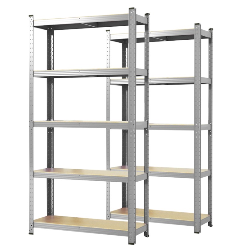 Thumbnail - Karat Regal MDF (Mitteldichte Faserplatte), Stahlblech 900 x 400 x 1.800 mm Silber 2er-Pack