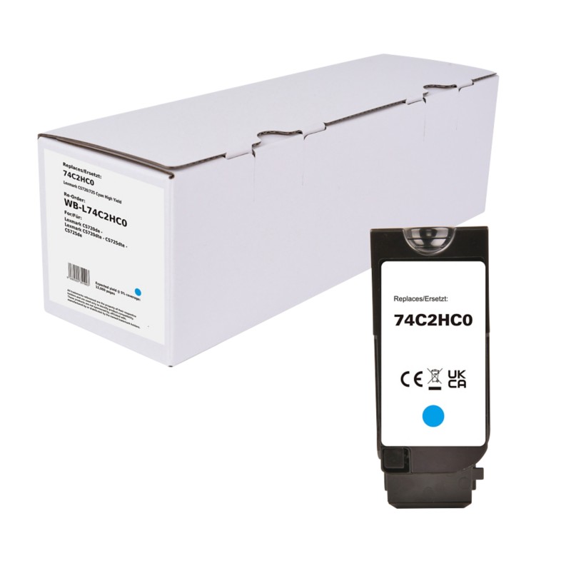 Tonerkartusche Kompatibel Lexmark 74C2HC0 Cyan
