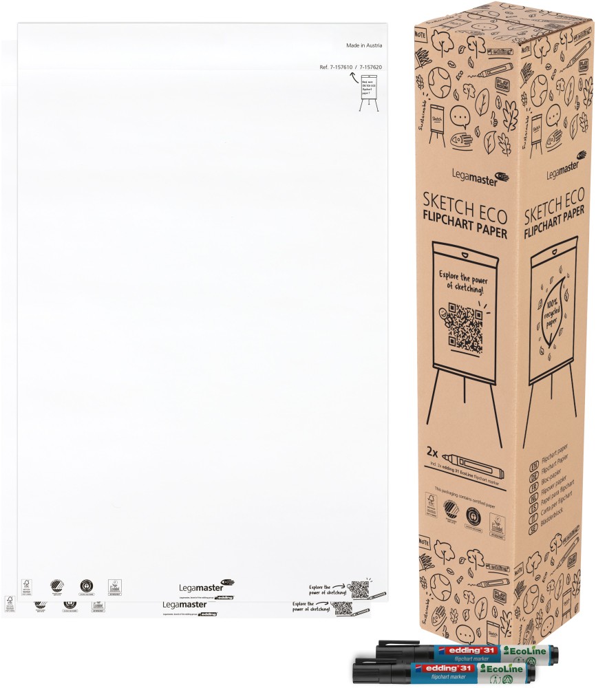 Legamaster Sketch Eur Flipchart Pad Plain 65 X 98 Cm Pack Of 2 A 50 Sheets