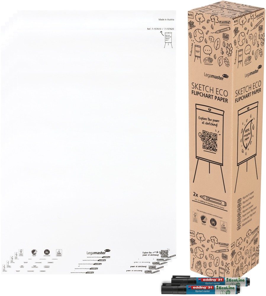 Legamaster Sketch Eur Flipchart Pad Plain 65 X 98 Cm Pack Of 5 A 50 Sheets